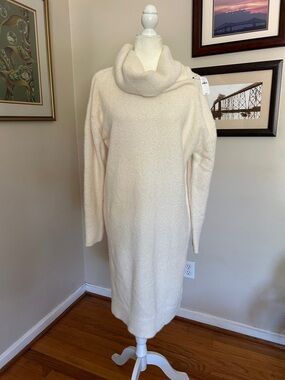 Banana Republic Cream Cowl-Neck Sweater Dress